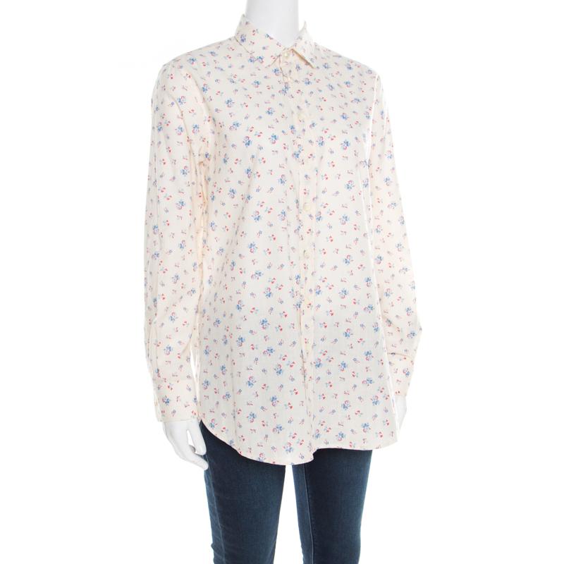 A blend of comfort and style, this Saint Laurent Paris shirt is exactly what you need to own this season. This eye-catching cream piece is a definitive fashion choice that goes along with any kind of mood. Tailored from cotton, this is an ideal