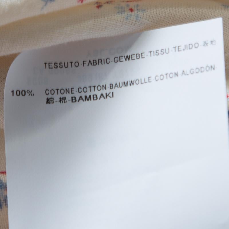 Gray Saint Laurent Paris Cream Floral Printed Cotton Long Sleeve Shirt L