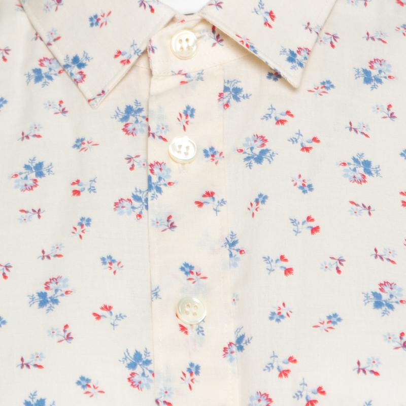 Women's Saint Laurent Paris Cream Floral Printed Cotton Long Sleeve Shirt L