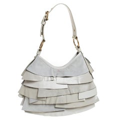 Saint Laurent Paris Cream Suede/Leather and Patent Leather St. Tropez Hobo