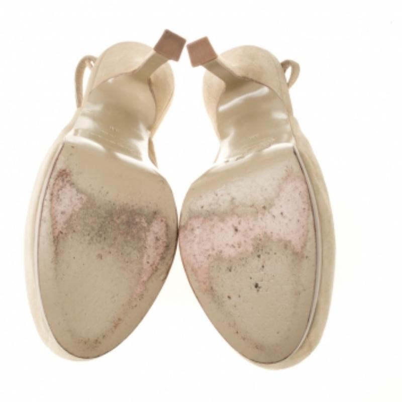 Beige Saint Laurent Paris - Sandali con plateau in pelle scamosciata color crema - misura 35 in vendita