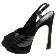 Saint Laurent Paris Criss Cross Suede Patent Leather Platform Sandals Size 40