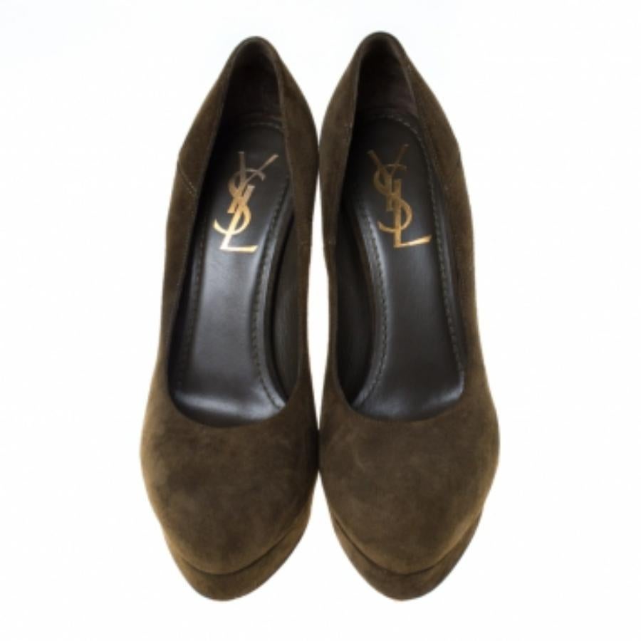 Saint Laurent Paris escarpins à plateforme vert foncé taille 36 Pour femmes en vente