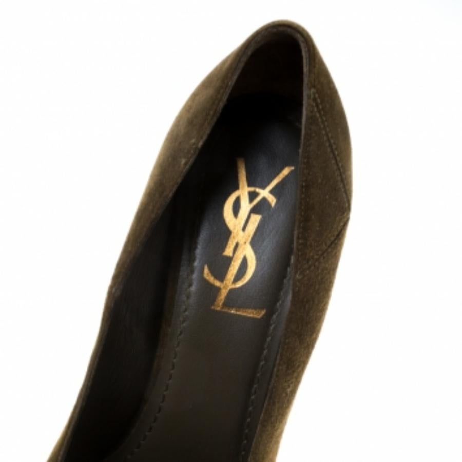 Saint Laurent Paris escarpins à plateforme vert foncé taille 36 en vente 1