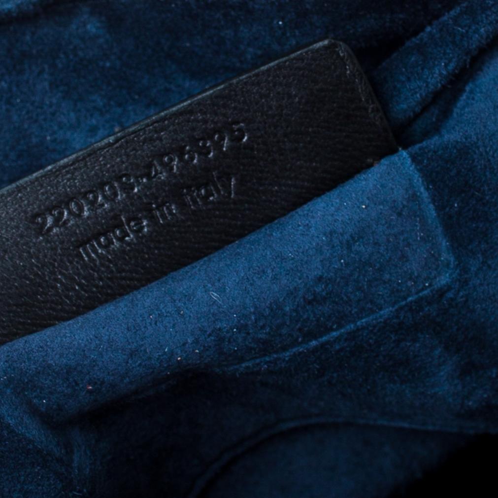Saint Laurent Paris Dark Navy Blue Pleated Bow Leather Satchel 6