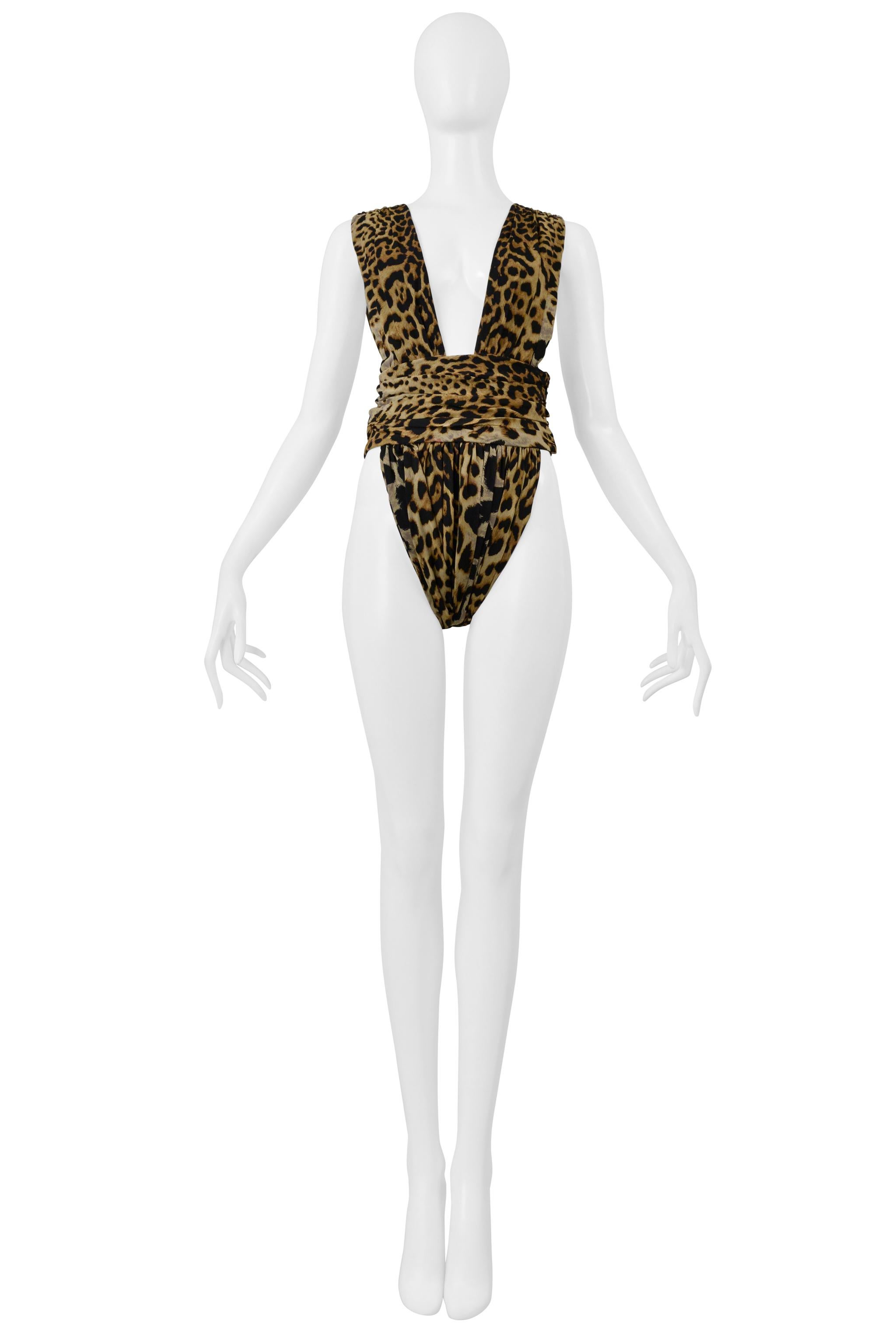 De las mujeres Saint Laurent Paris Body En V Profunda Con Estampado De Leopardo 2019 en venta