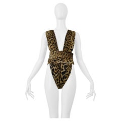 Saint Laurent Paris Deep V Bodysuit With Leopard Print 2019