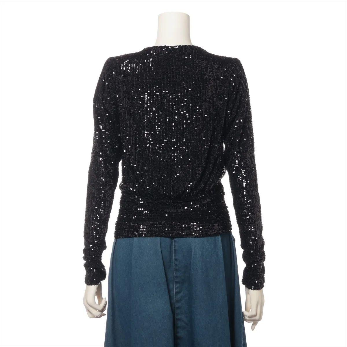 Saint Laurent Paris Top de lentejuelas con cuello en V profundo Negro en Bueno estado para la venta en Humacao, PR