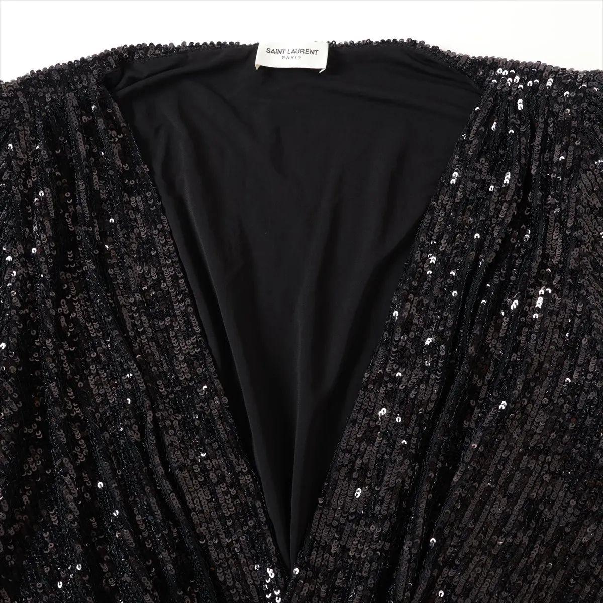De las mujeres Saint Laurent Paris Top de lentejuelas con cuello en V profundo Negro en venta