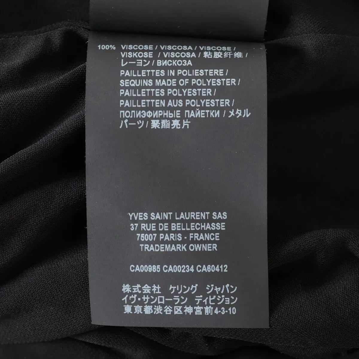 Saint Laurent Paris Top de lentejuelas con cuello en V profundo Negro en venta 3