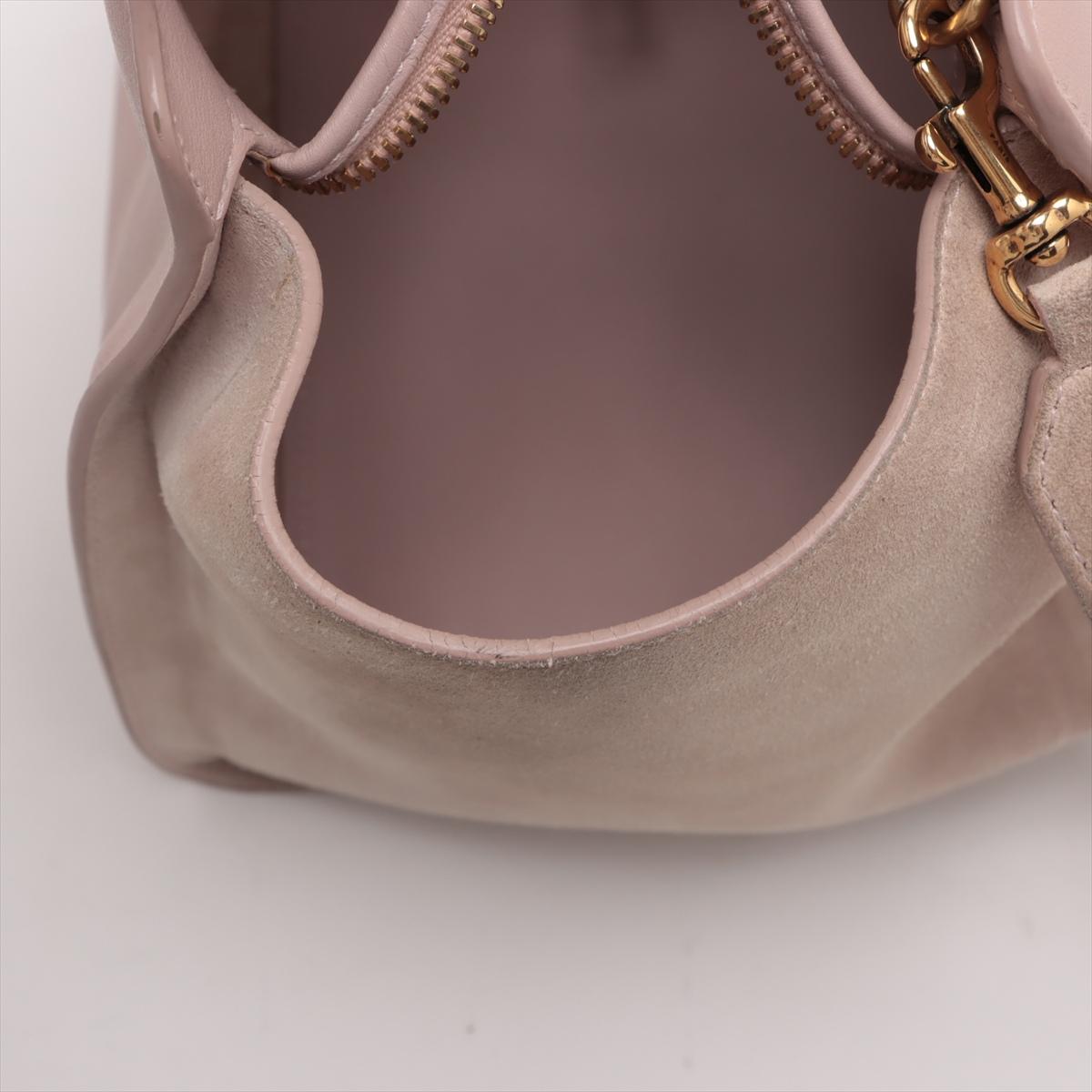 Saint Laurent Paris Downtown Cabas Suede and Leather Two-Way Handbag Pink 9