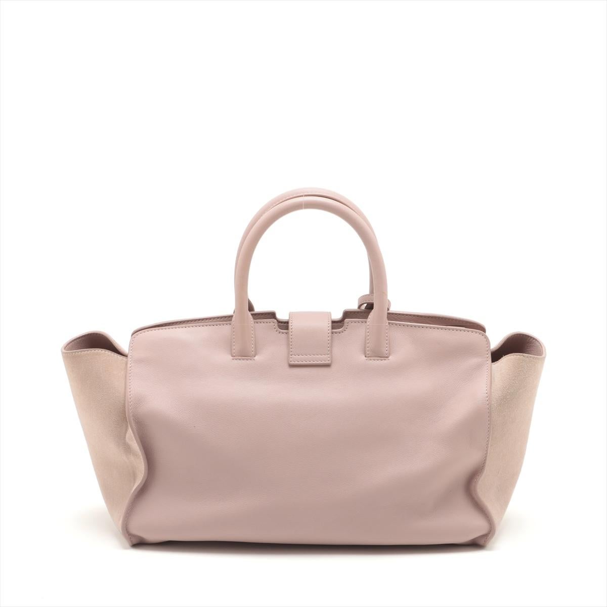 Beige Saint Laurent Paris Downtown Cabas Suede and Leather Two-Way Handbag Pink