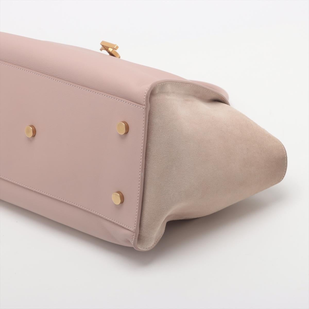 Saint Laurent Paris Downtown Cabas Suede and Leather Two-Way Handbag Pink In Good Condition In Humacao, PR