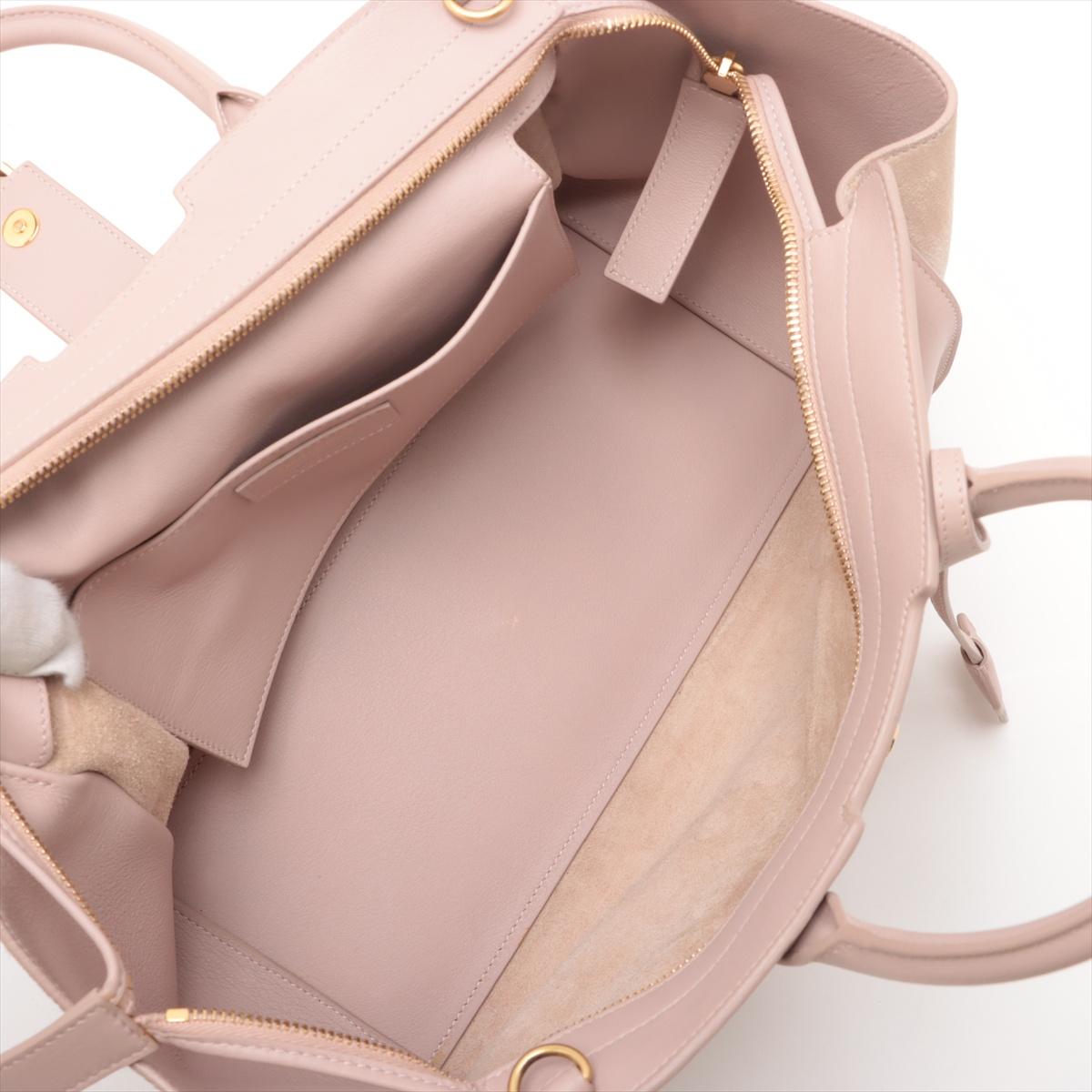 Saint Laurent Paris Downtown Cabas Suede and Leather Two-Way Handbag Pink 4