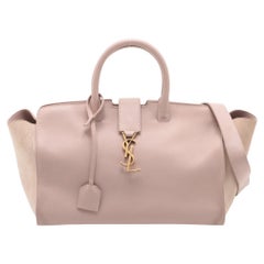 Saint Laurent Paris Downtown Cabas Suede and Leather Two-Way Handbag Pink