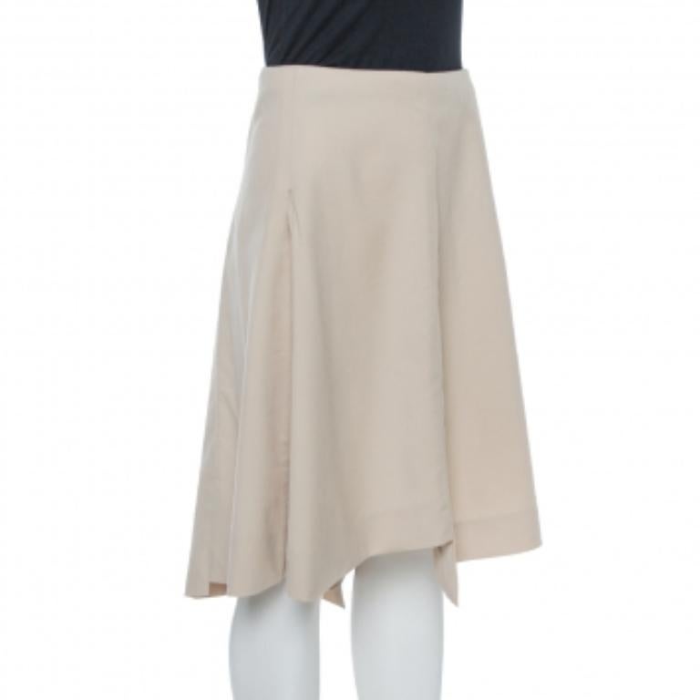 Saint Laurent Paris Lana Crudo Falda Corta Asimétrica L Beige en venta