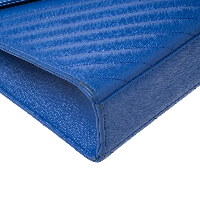Saint Laurent Paris Electric Blue Matelasse Leather Large Cassandre Flap Bag 5
