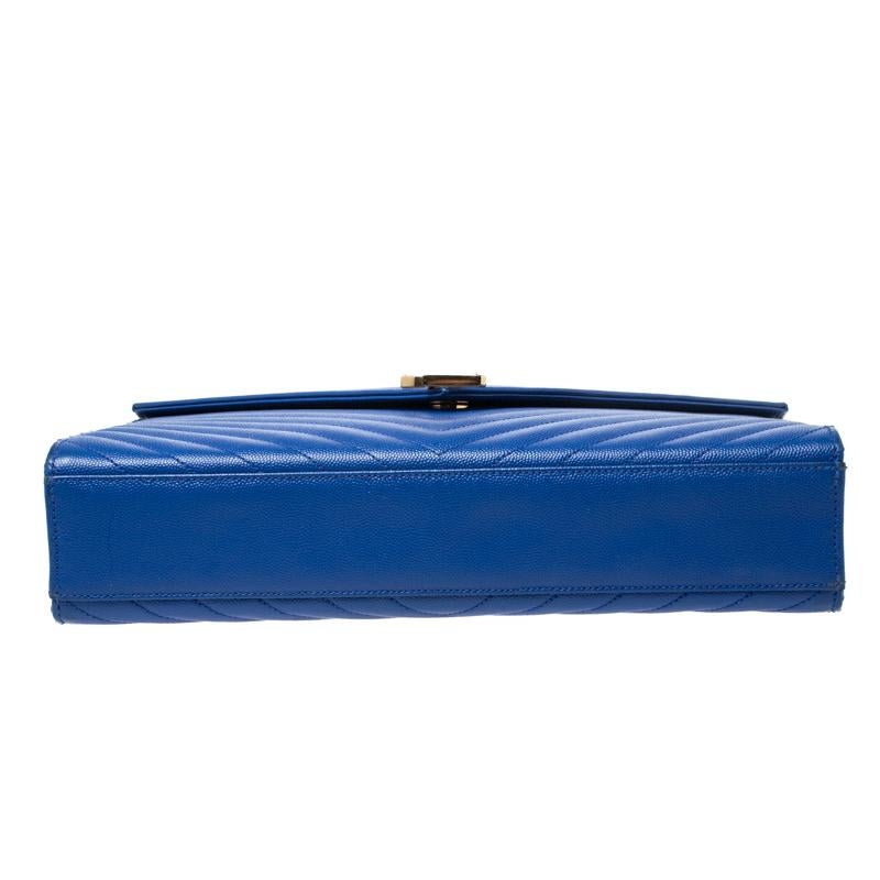 Saint Laurent Paris Electric Blue Matelasse Leather Large Cassandre Flap Bag 6