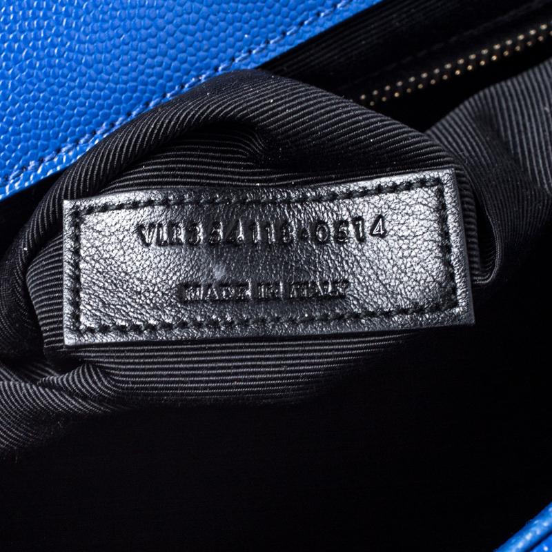 Women's Saint Laurent Paris Electric Blue Matelasse Leather Large Cassandre Flap Bag