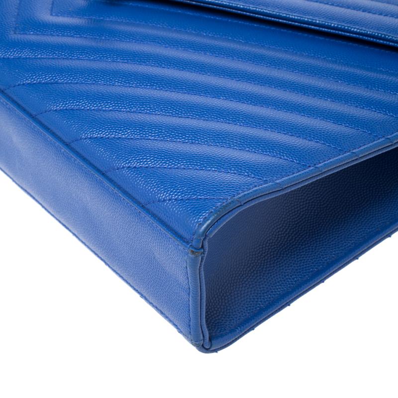 Saint Laurent Paris Electric Blue Matelasse Leather Large Cassandre Flap Bag 2