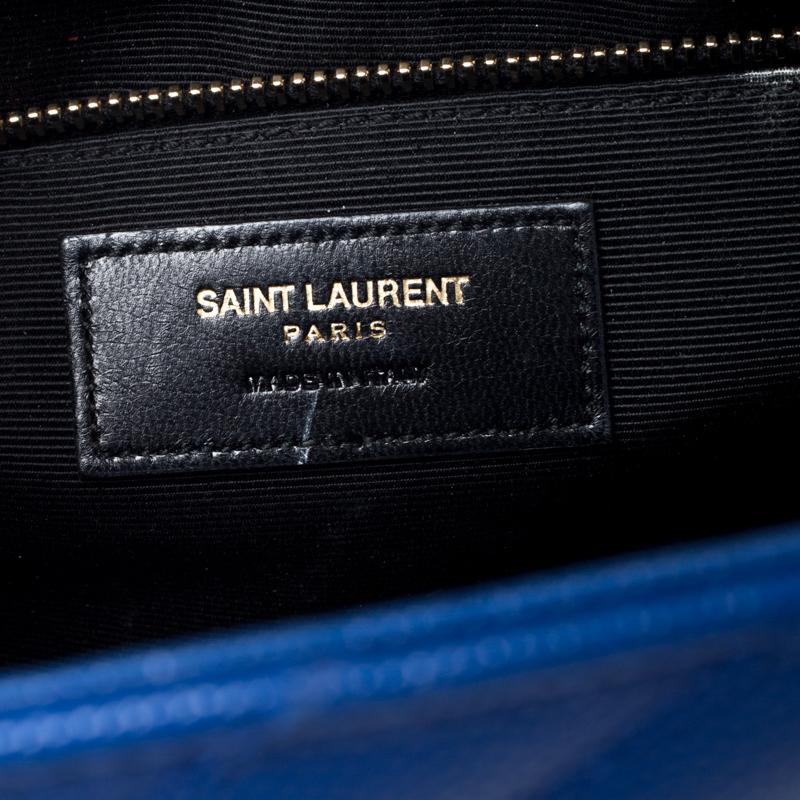 Saint Laurent Paris Electric Blue Matelasse Leather Large Cassandre Flap Bag 3