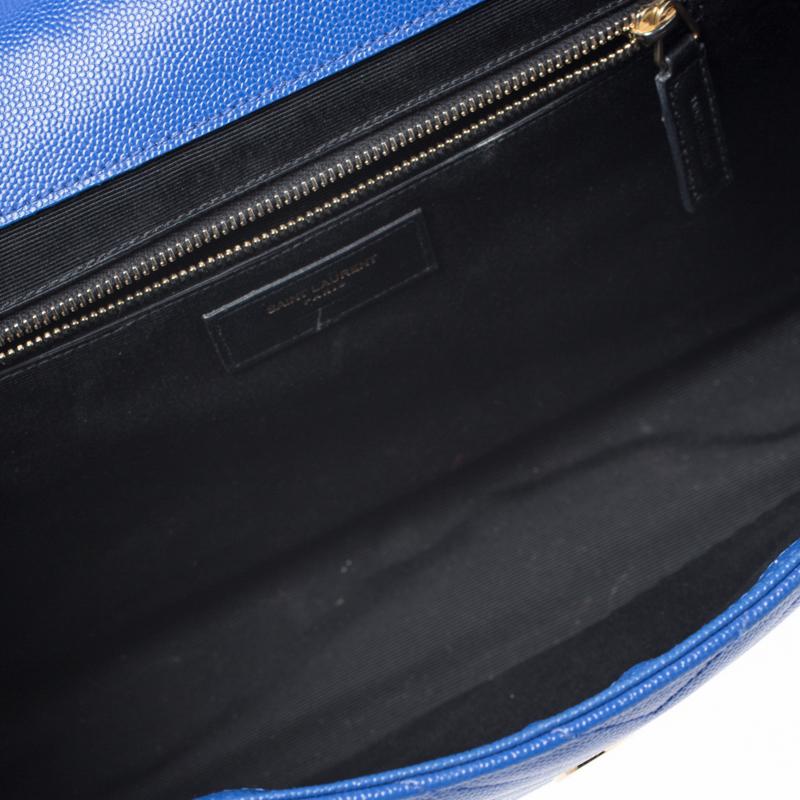 Saint Laurent Paris Electric Blue Matelasse Leather Large Cassandre Flap Bag 4