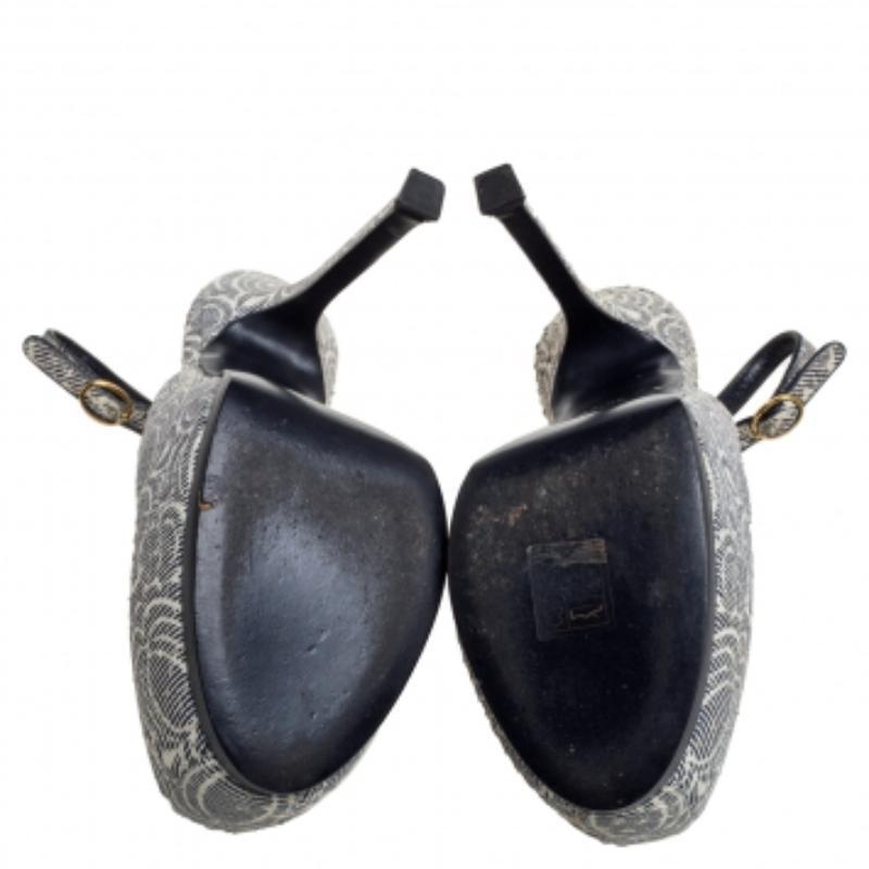 Saint Laurent Paris Embossed Leather Tribtoo Slingback Platform Sandals Size38.5 For Sale 1