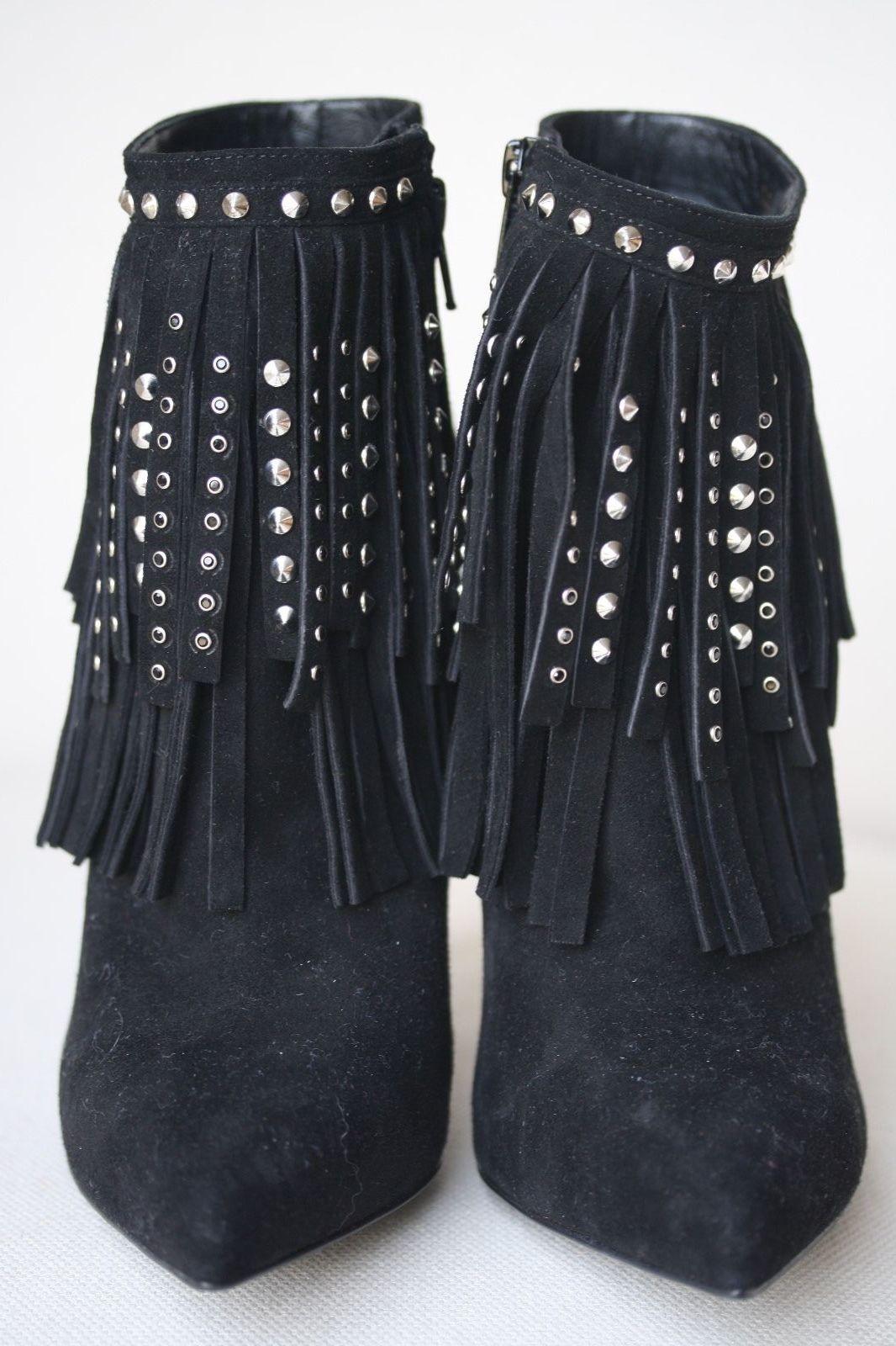 Botines de ante con flecos Saint Laurent Paris Negro