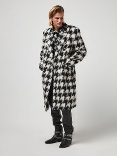 Saint Laurent Paris  FW14 Houndstooth Mohair Double Breasted Coat