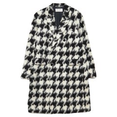Saint Laurent Paris  FW14 Houndstooth Mohair Double Breasted Coat