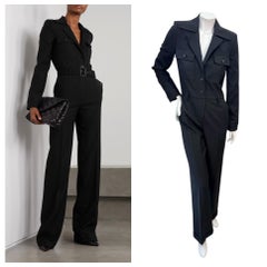 Saint Laurent Paris FW22 Black Wool Tailored Utility Jumpsuit FR 38 Saint Laurent Paris FW22 Black Wool Tailored Utility Jumpsuit FR 38