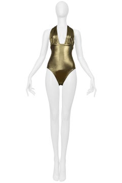 Saint Laurent Paris Body dorado en V profunda 2016