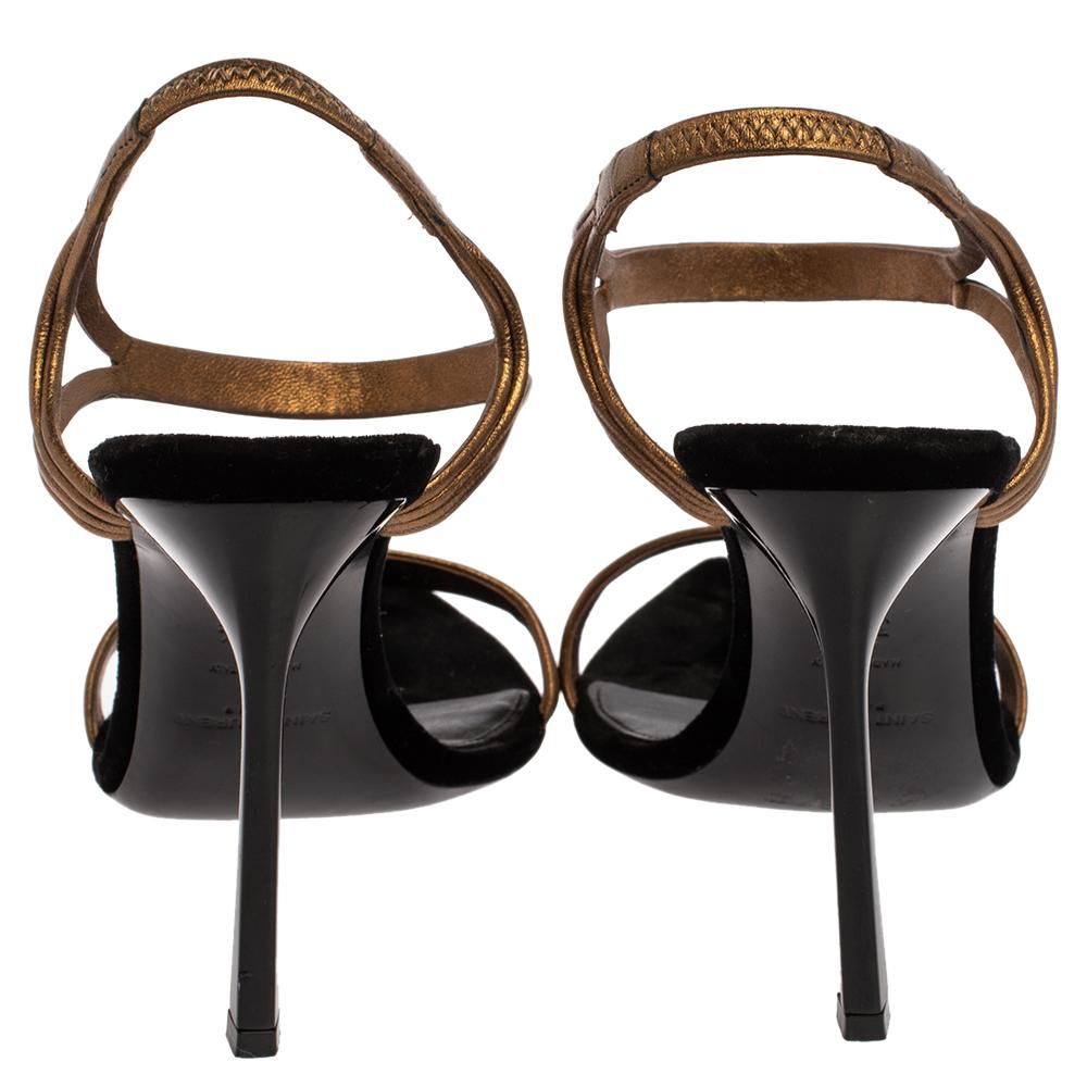 Saint laurent talitha metallic leather sandals deals