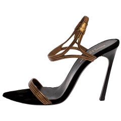 Saint Laurent Paris Gold Leder Talitha Sandalen Größe 37.5