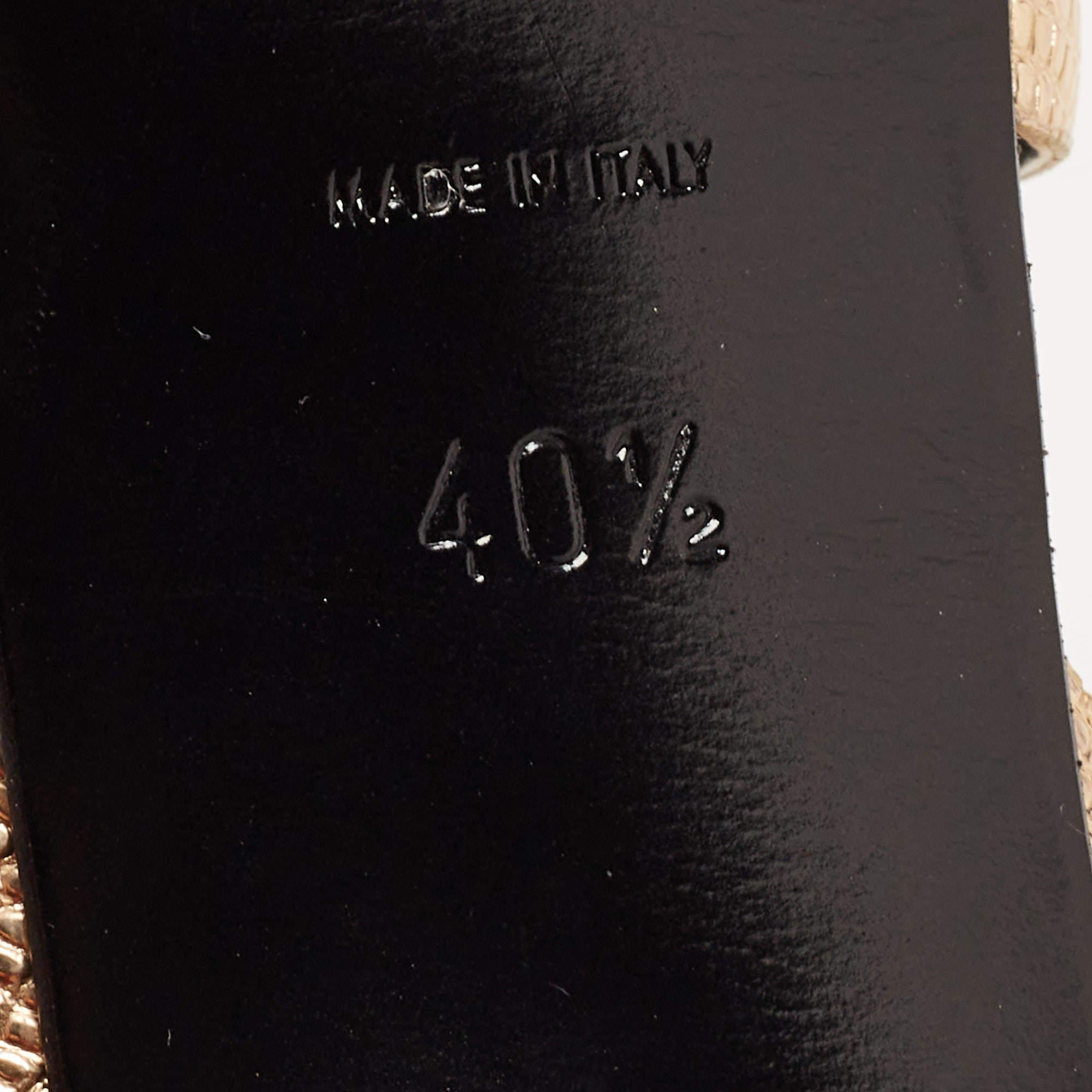 Women's Saint Laurent Paris Gold Lizard Embossed Leather Tribute Sandals Size 40