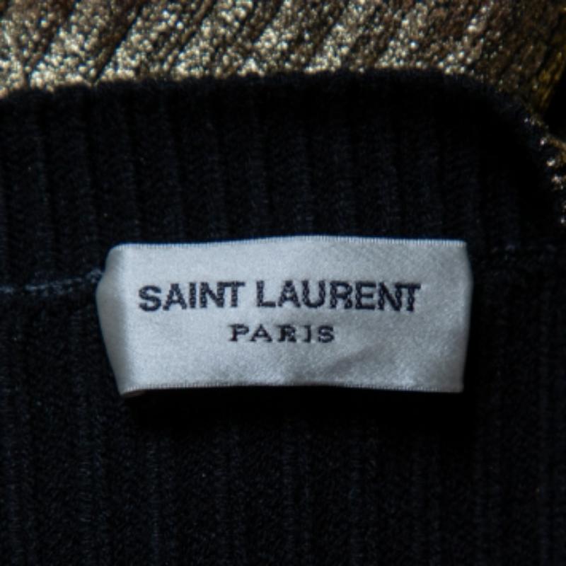 Saint Laurent Paris Pullover aus goldenem Rippenstrick S im Zustand „Hervorragend“ im Angebot in Dubai, Al Qouz 2
