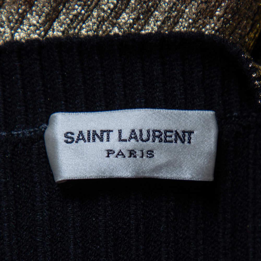 Women's Saint Laurent Paris Gold Rib Knit Sweater S For Sale
