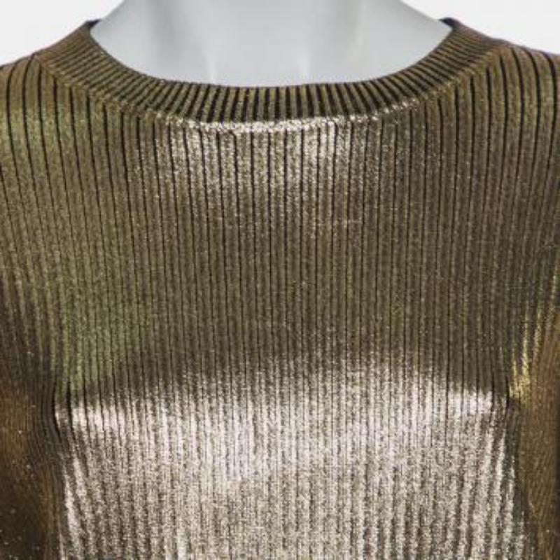 Saint Laurent Paris Pullover aus goldenem Rippenstrick S im Angebot 2