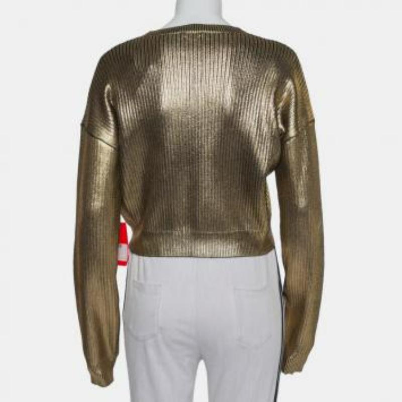 Saint Laurent Paris Pullover aus goldenem Rippenstrick S im Angebot 4