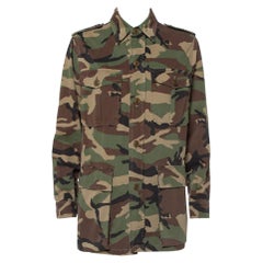 Saint Laurent Paris Green Cotton Camouflage Utility Jacket XL