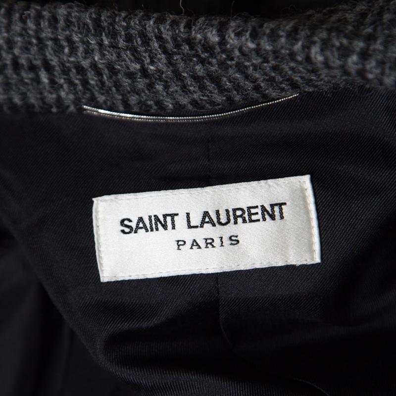 Saint Laurent Paris Grey and Black Wool Two Button Blazer M 1