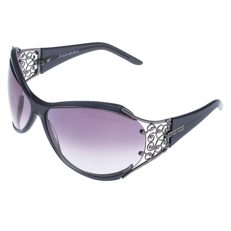 Gray Saint Laurent Paris Grey/Grey Gradient 6142/S Oversized Sunglasses