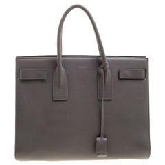 Saint Laurent Paris Grey Leather Large Sac De Jour Tote
