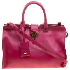 Saint Laurent Paris Hot Pink Leather Small Cabas Chyc Tote