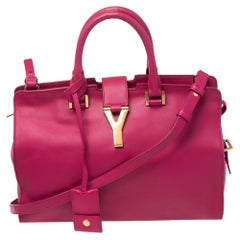 Saint Laurent Paris Hot Pink Leather Small Cabas Chyc Tote