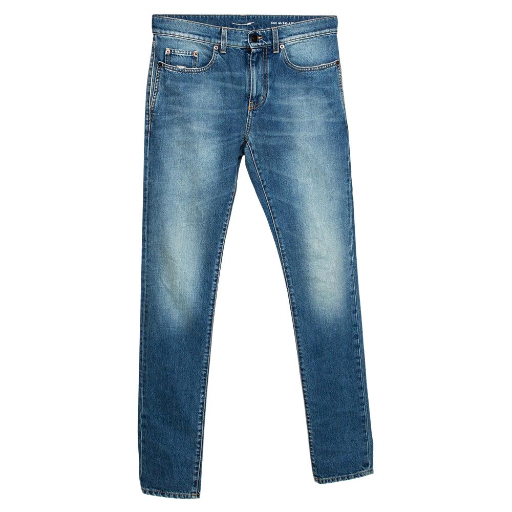 Saint Laurent Paris Indigo Faded Effect Denim Skinny Jeans S