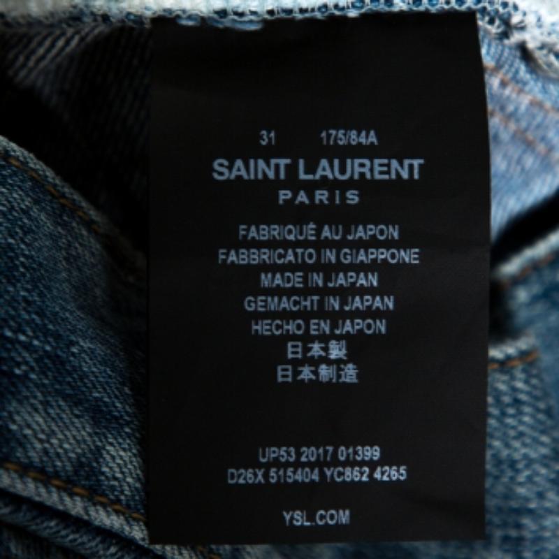 Jeans Saint Laurent Paris en jean délavé indigo vieilli, taille S Bon état - En vente à Dubai, Al Qouz 2