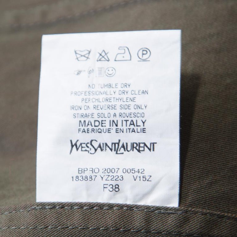 Saint Laurent Paris Khaki Green Cotton Lace Up Detail Safari Jacket M ...