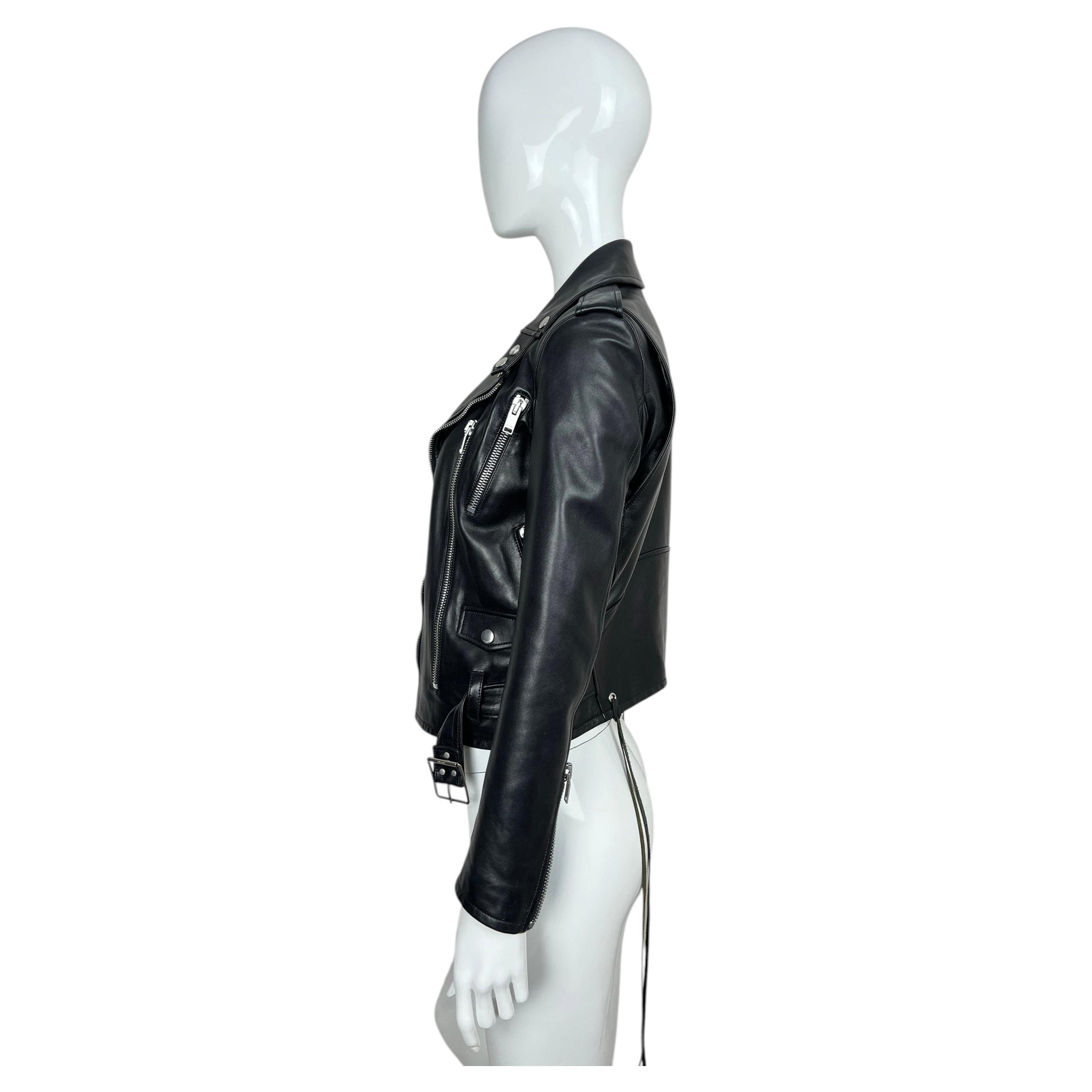 Pre-owned Saint Laurent Paris Leather Biker Jacket In Black