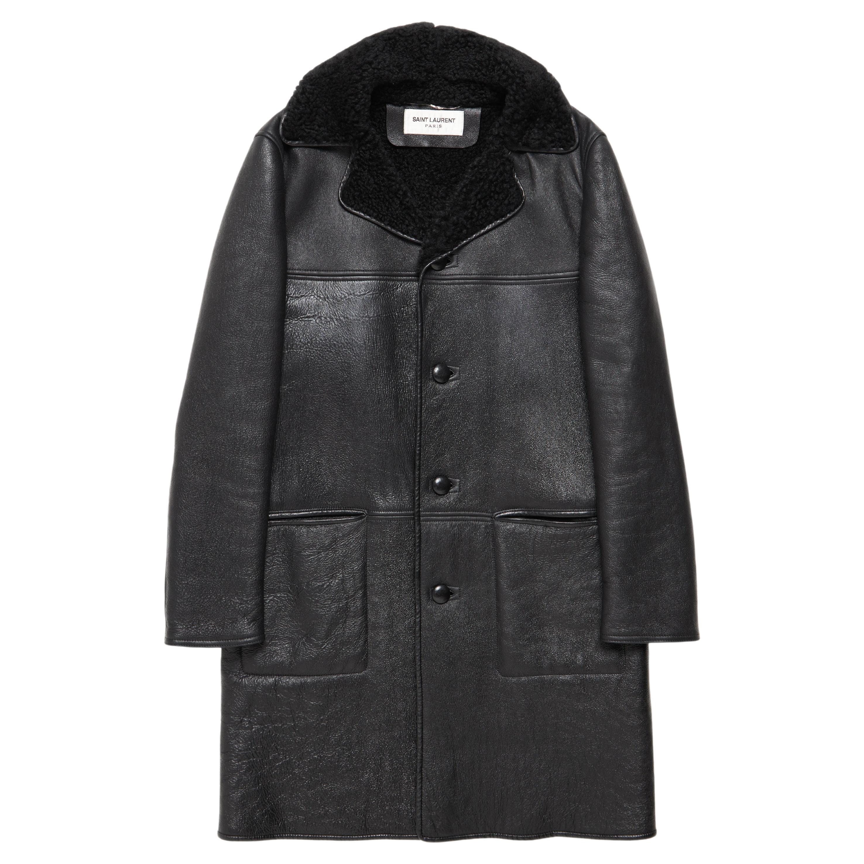 Saint Laurent Paris Black Mohair and Wool Coat For Sale at 1stDibs